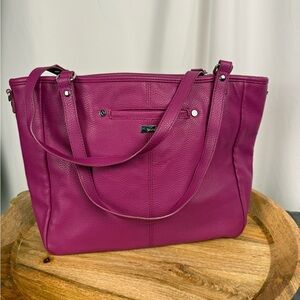 Jewell Magenta Pink Faux Leather Tote Bag